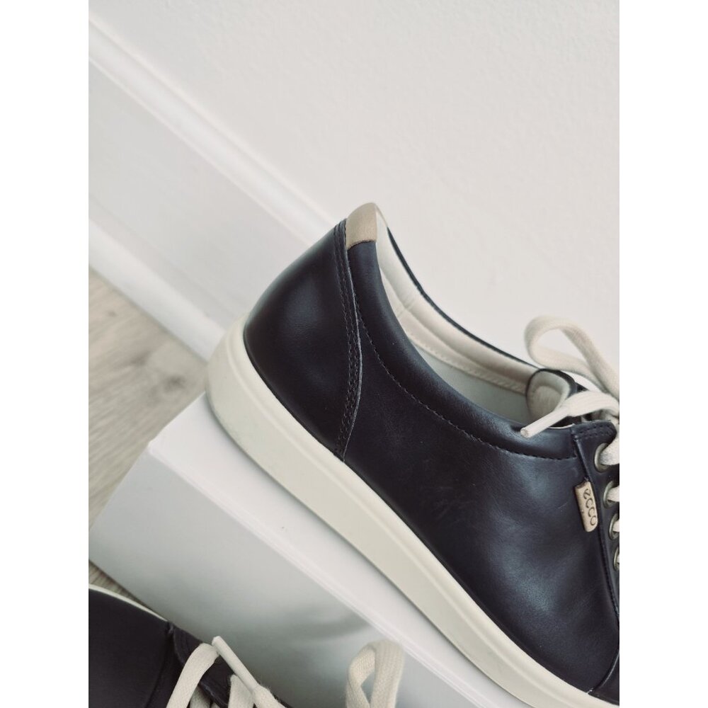 ECCO Soft 7 Navy Blue Lace Up Womens Leather Cap Toe Sneaker Shoes 7 7.5 38 - Picture 9 of 12
